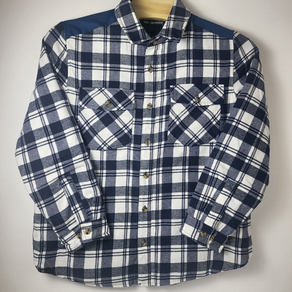 Avalanche Lined Flannel Blue Plaid Pockets Jacket Shirt Shacket Size XLarge New